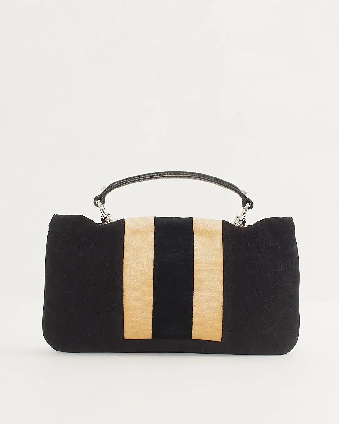 Gucci Black Velvet Interlocking GG Logo Blondie Flap Bag