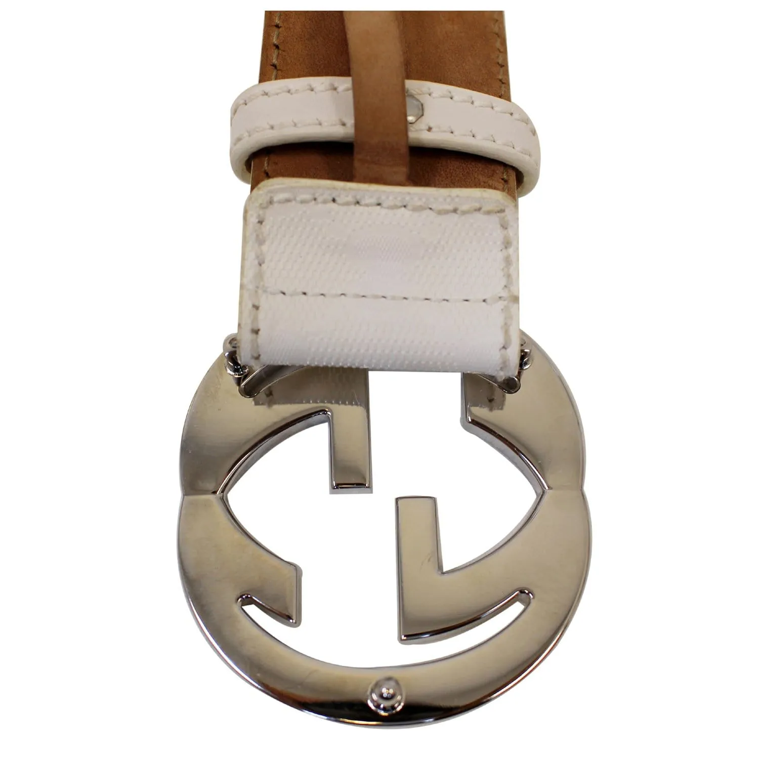 GUCCI Interlocking G White Leather Belt Size 41