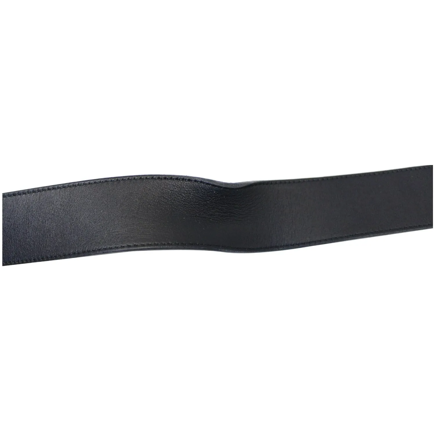 GUCCI Pearl Double G Black Leather Belt Size 44