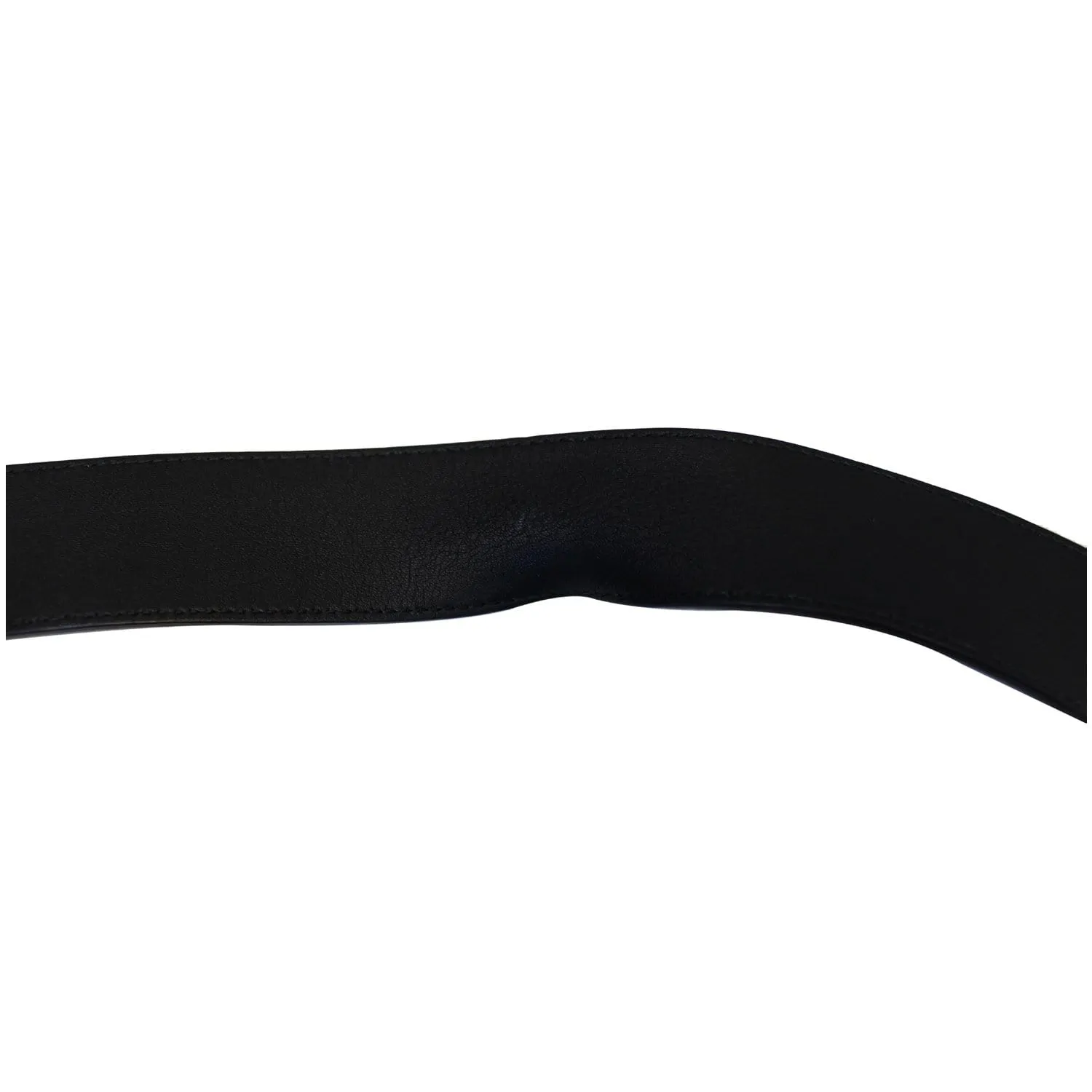 GUCCI Pearl Double G Black Leather Belt Size 44