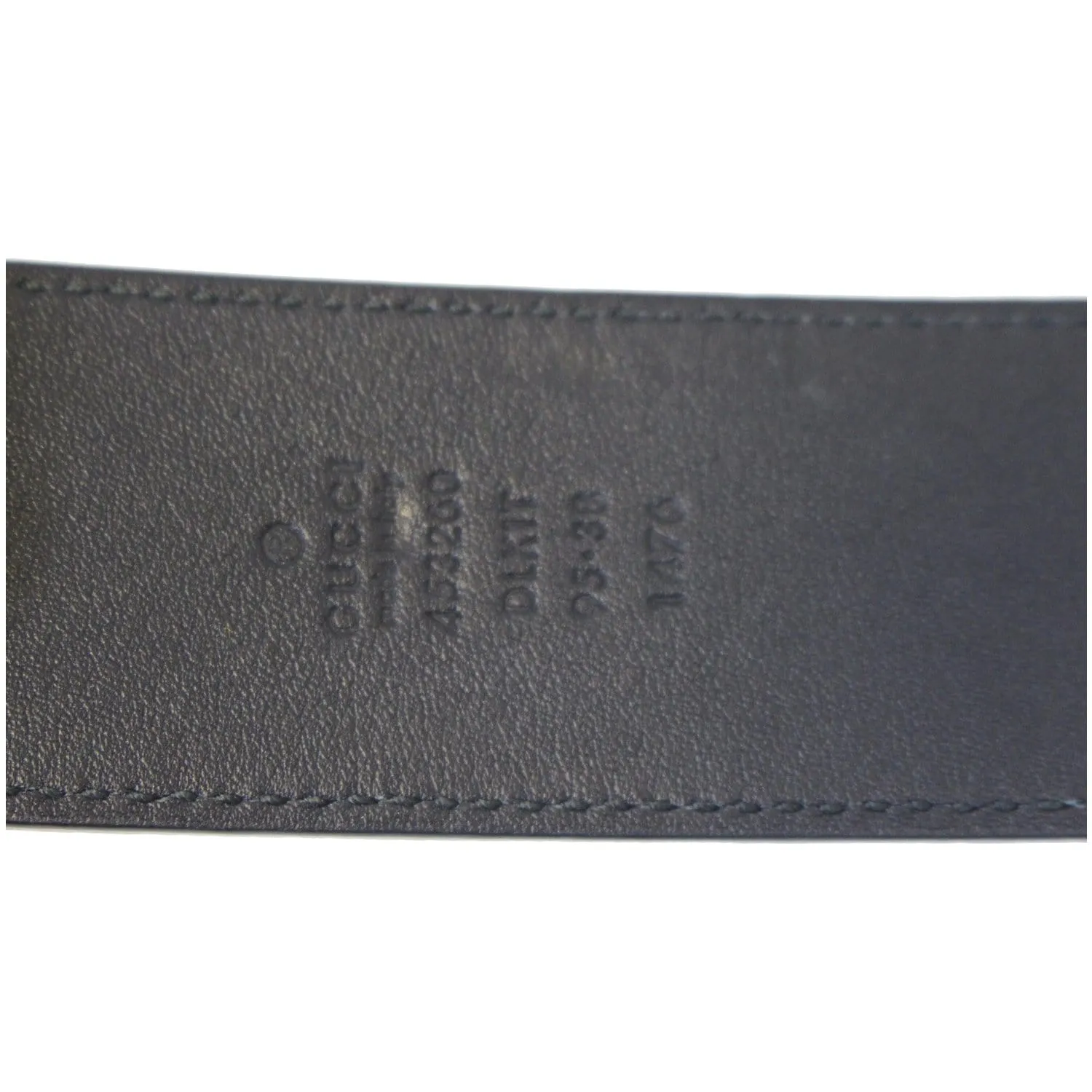 GUCCI Pearl Double G Black Leather Belt Size 44