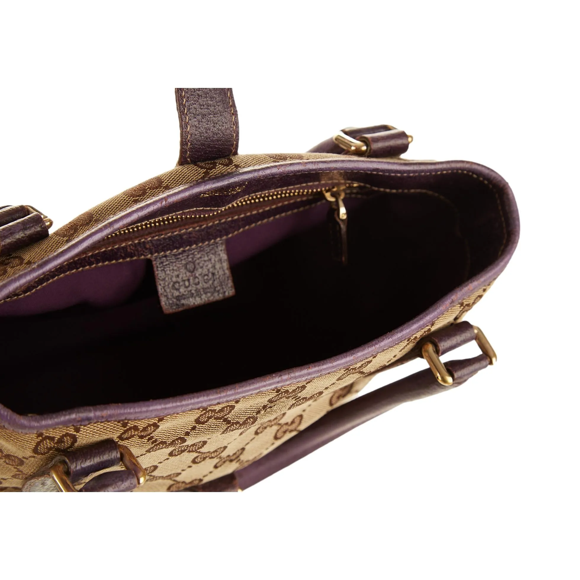 Gucci Purple Logo Canvas Shoulder Bag