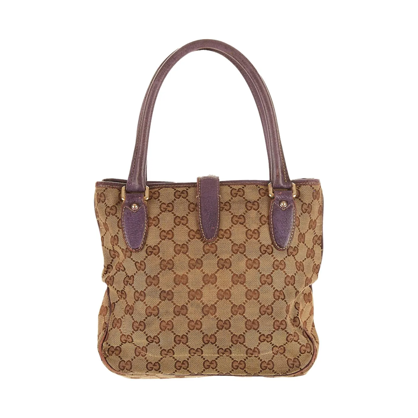 Gucci Purple Logo Canvas Shoulder Bag