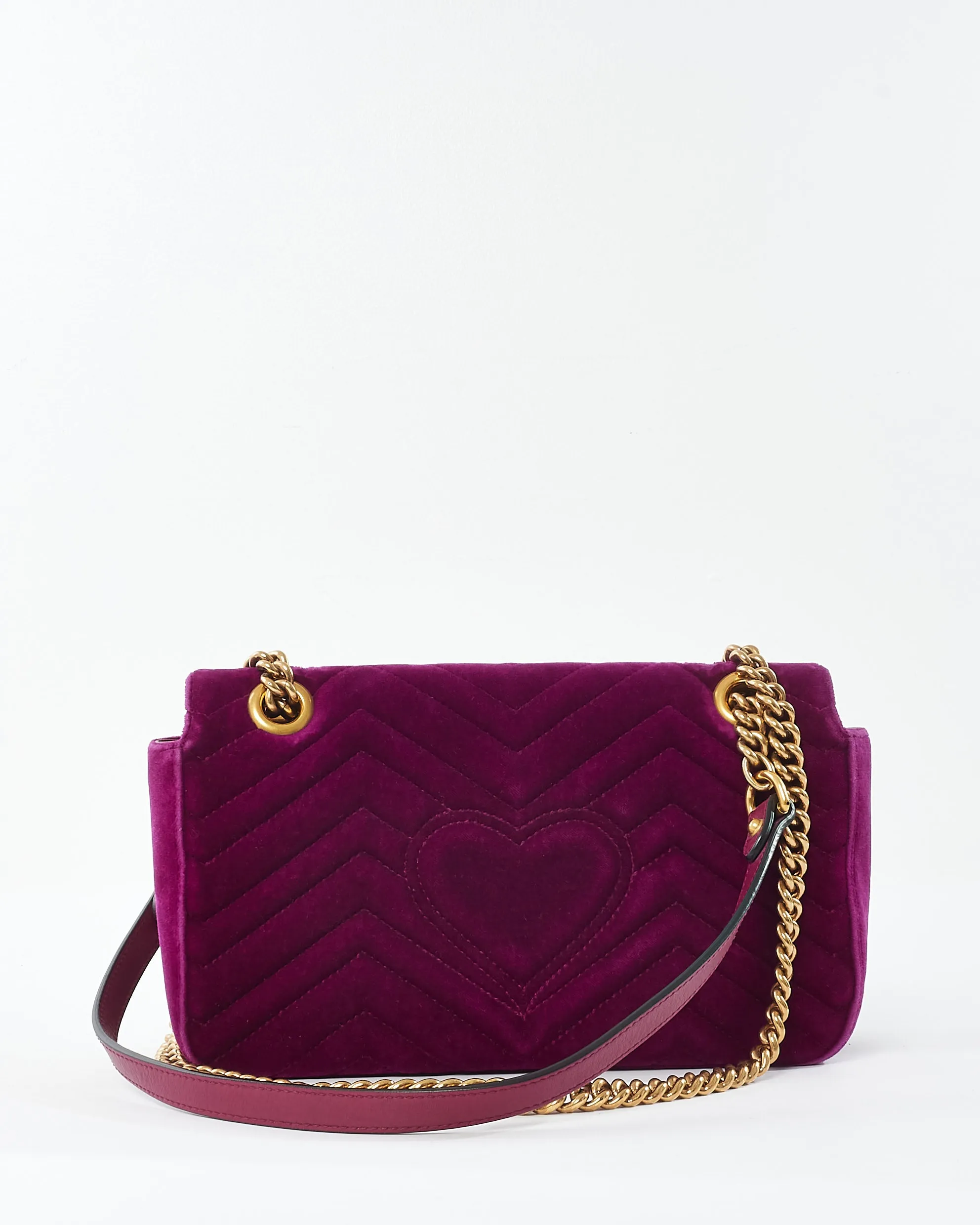 Gucci Purple Velvet Marmont Small Shoulder Bags