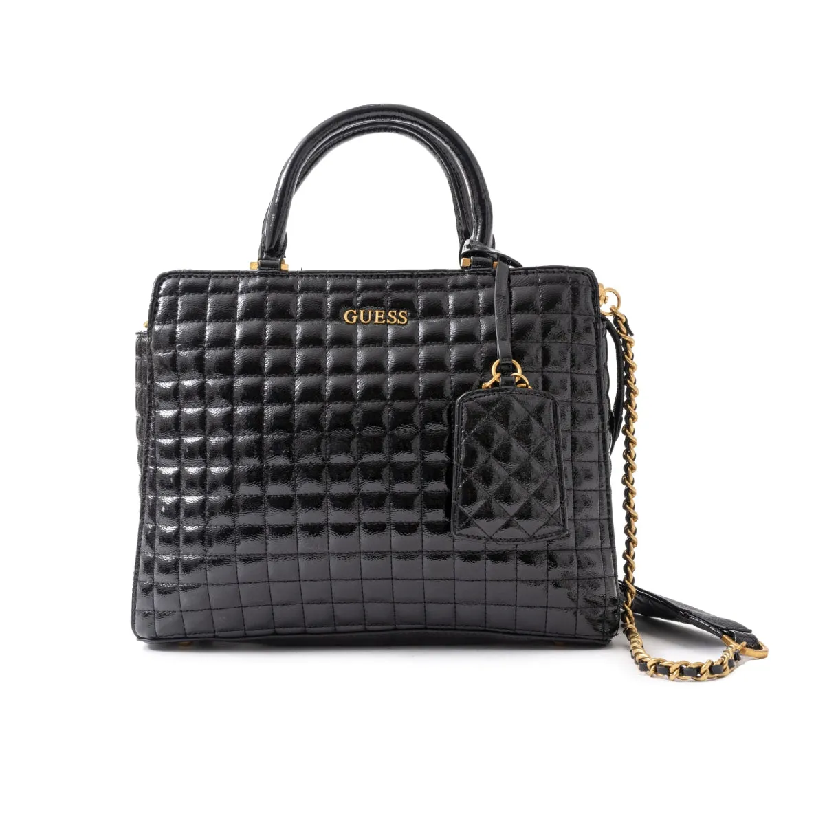 GUESS TIA Quilted Satchel Bag Women - BRIGHT BLK