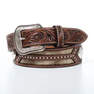 HAIR ON HIDE & TOOLED DIAMOND CONCHO BELT