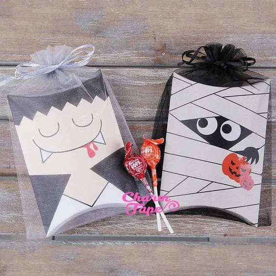 Halloween Gift Box, Pillow Boxes For Candy, Treat - Favors Bags Set of 4 PB001 14x10cm