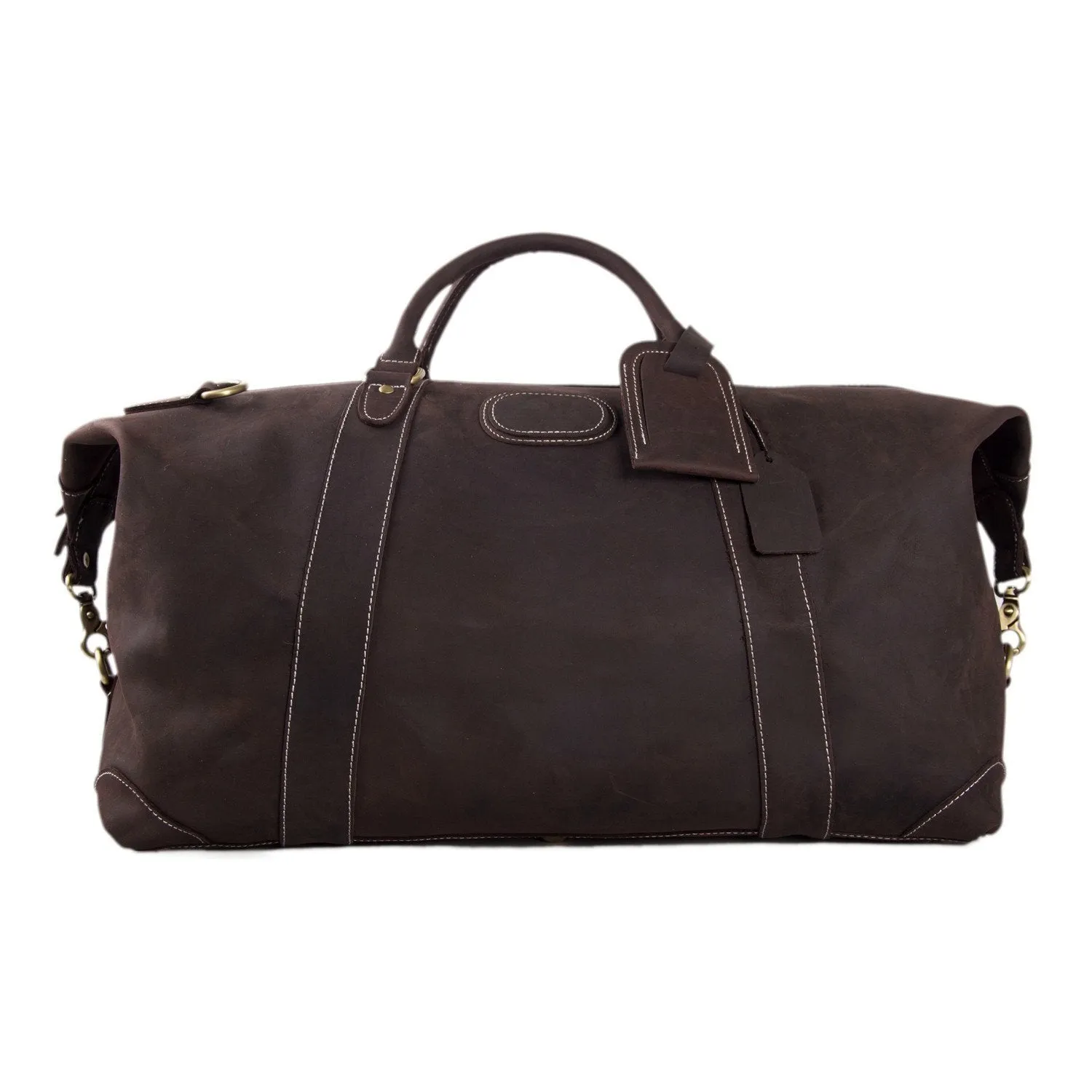 Handmade Full Grain Leather Duffle Bag, Mens Weekend Bag