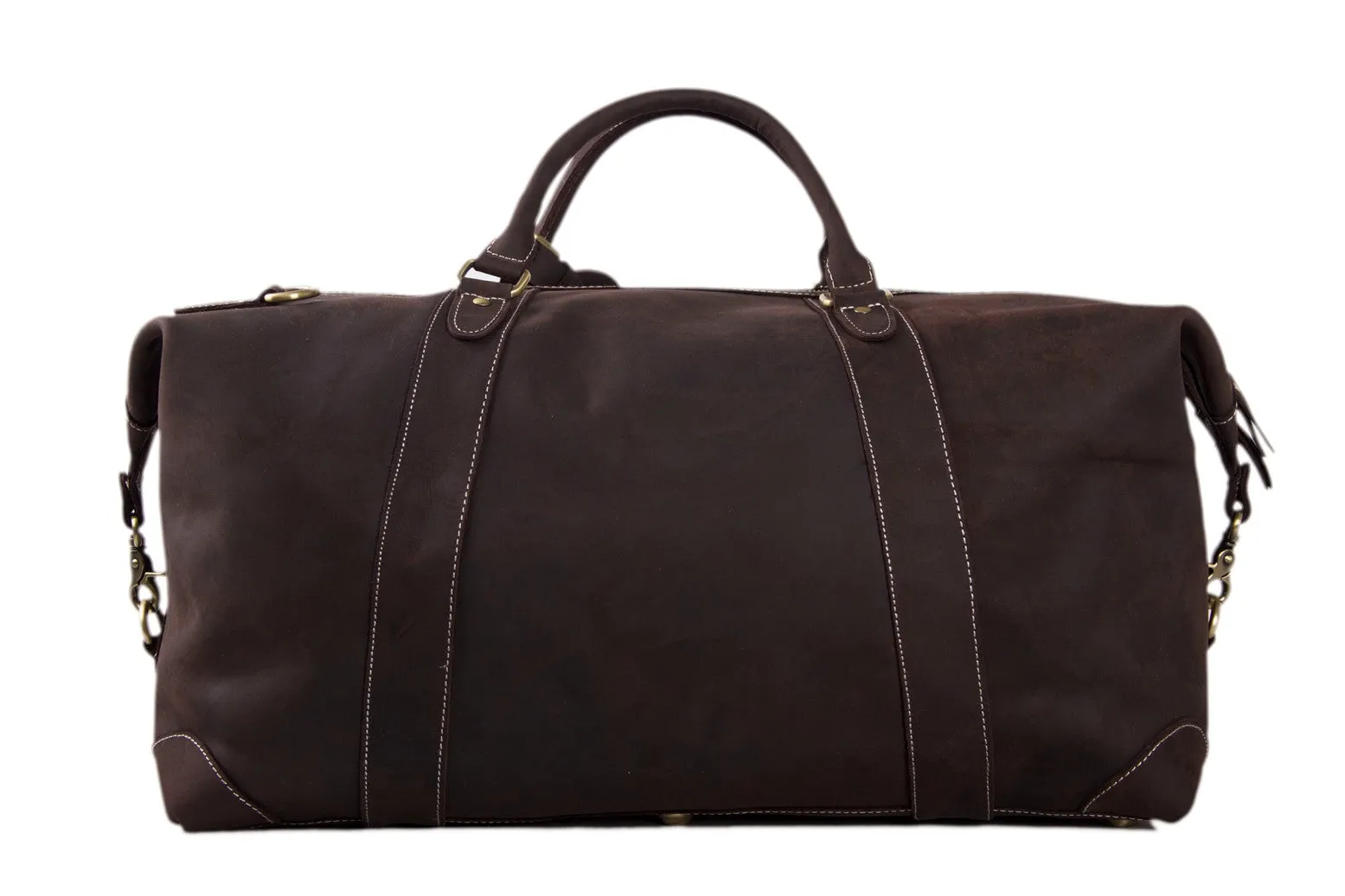 Handmade Full Grain Leather Duffle Bag, Mens Weekend Bag
