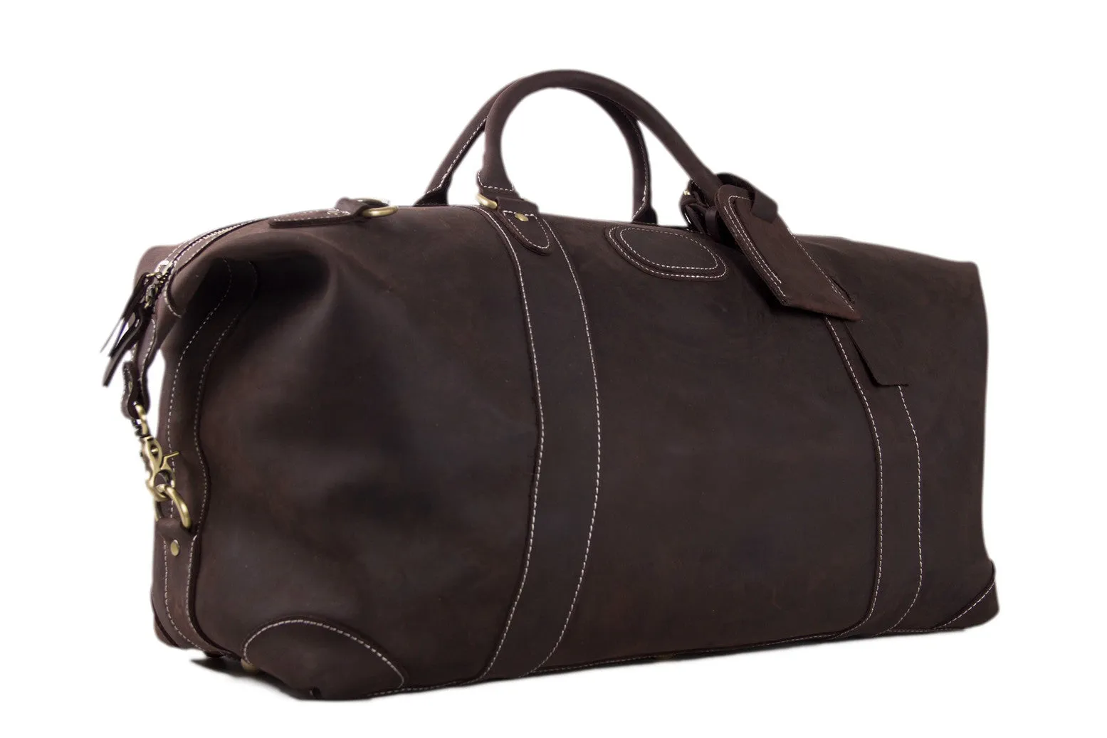 Handmade Full Grain Leather Duffle Bag, Mens Weekend Bag