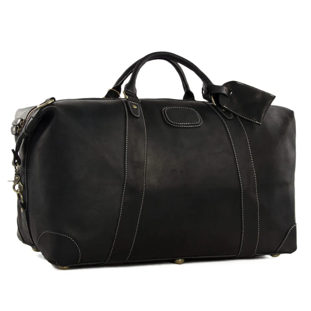 Handmade Full Grain Leather Duffle Bag, Mens Weekend Bag