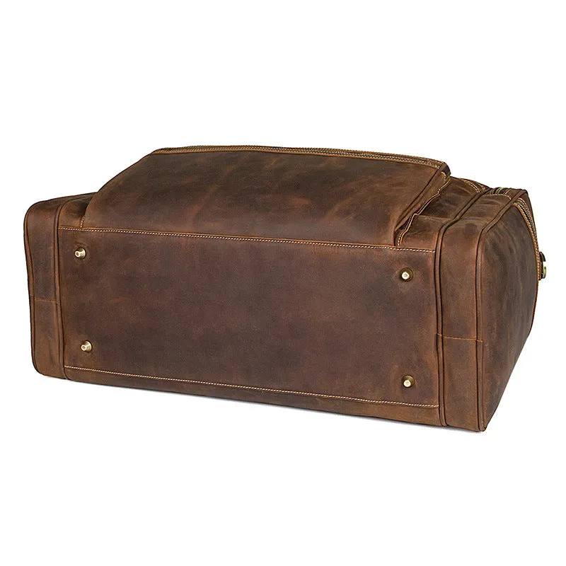 Handmade Full Grain Leather Mens Duffle Bag, Leather Travel Bag, Weekender Bag