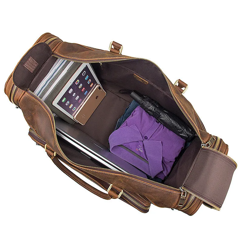 Handmade Full Grain Leather Mens Duffle Bag, Leather Travel Bag, Weekender Bag