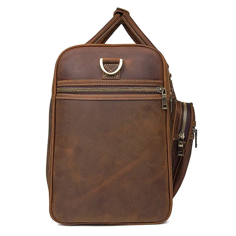 Handmade Full Grain Leather Mens Duffle Bag, Leather Travel Bag, Weekender Bag