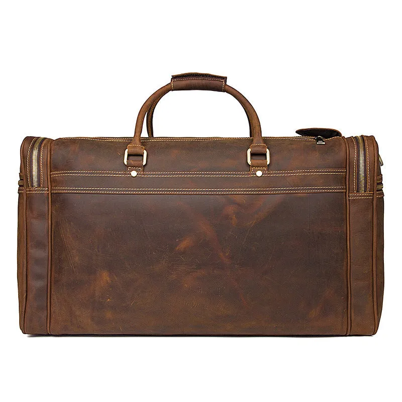 Handmade Full Grain Leather Mens Duffle Bag, Leather Travel Bag, Weekender Bag