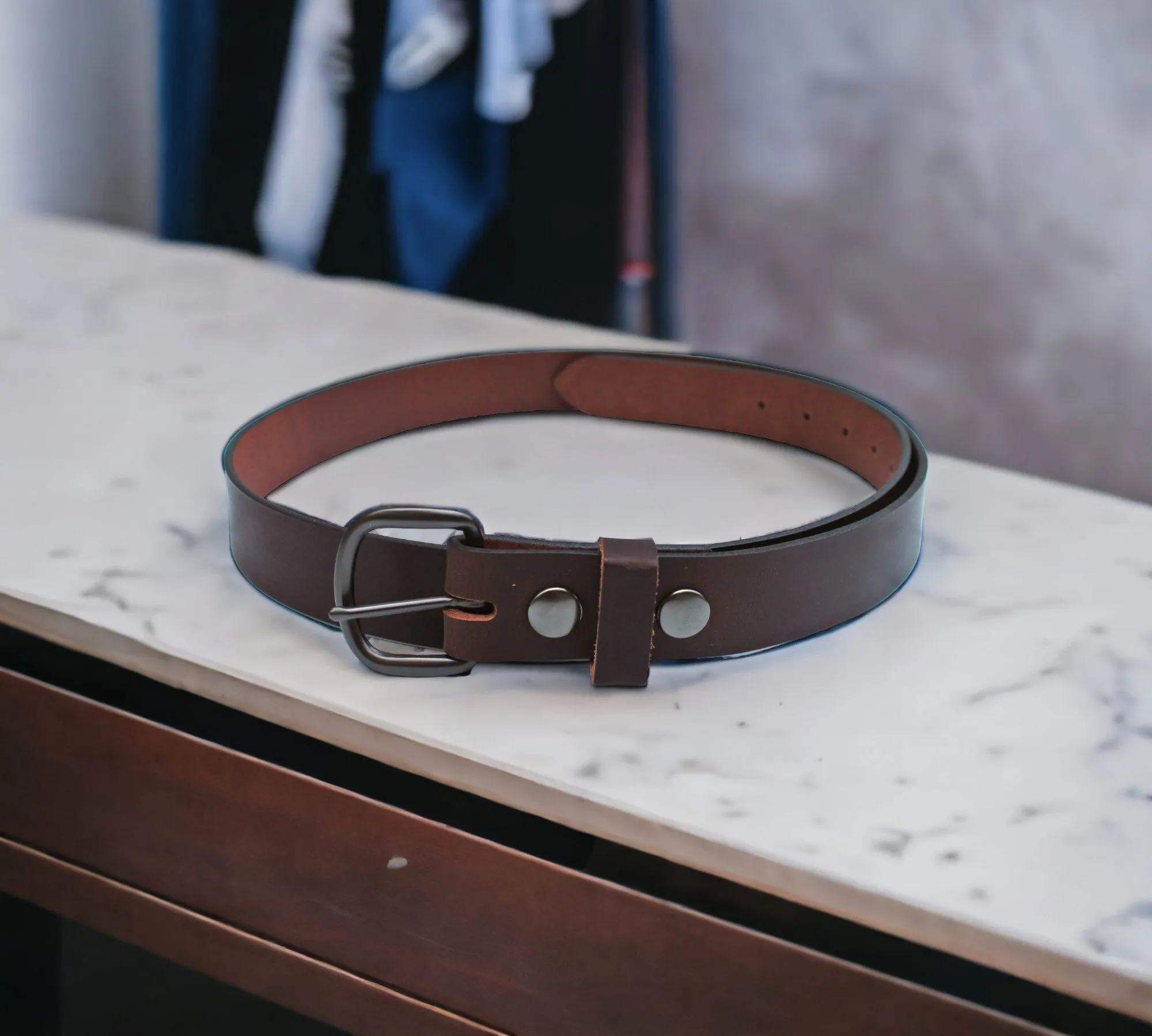 Handmade Men's Solid Leather Belts - 1 1/4 Inch, Sizes 30-48