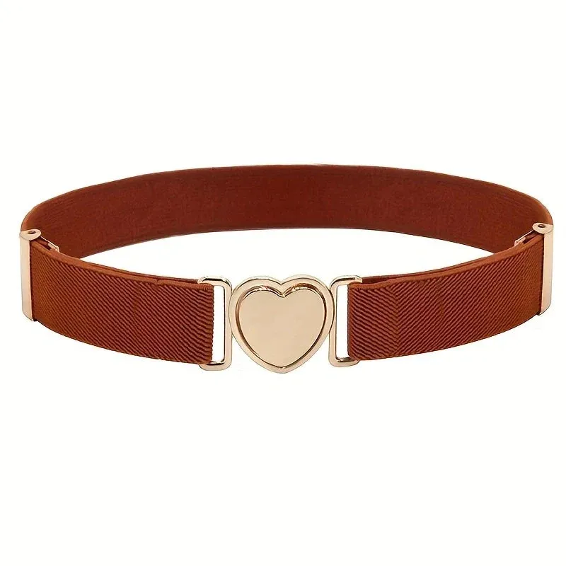 Heart Buckle Elastic Belt Candy Color No Buckle Stretch Belt Adjustable Invisible Belts For Girls