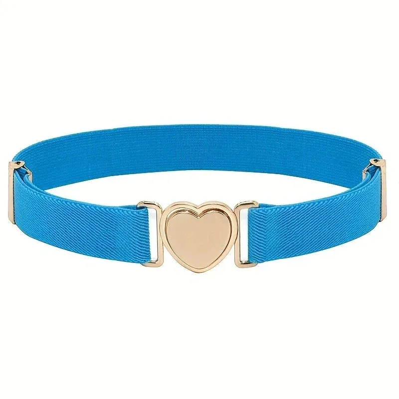 Heart Buckle Elastic Belt Candy Color No Buckle Stretch Belt Adjustable Invisible Belts For Girls