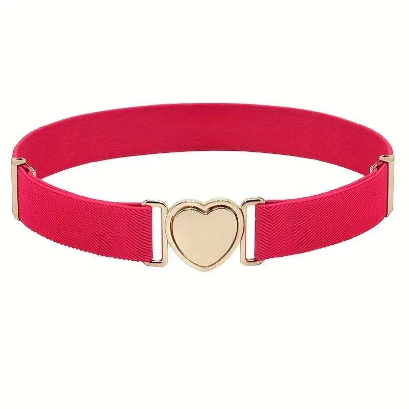 Heart Buckle Elastic Belt Candy Color No Buckle Stretch Belt Adjustable Invisible Belts For Girls