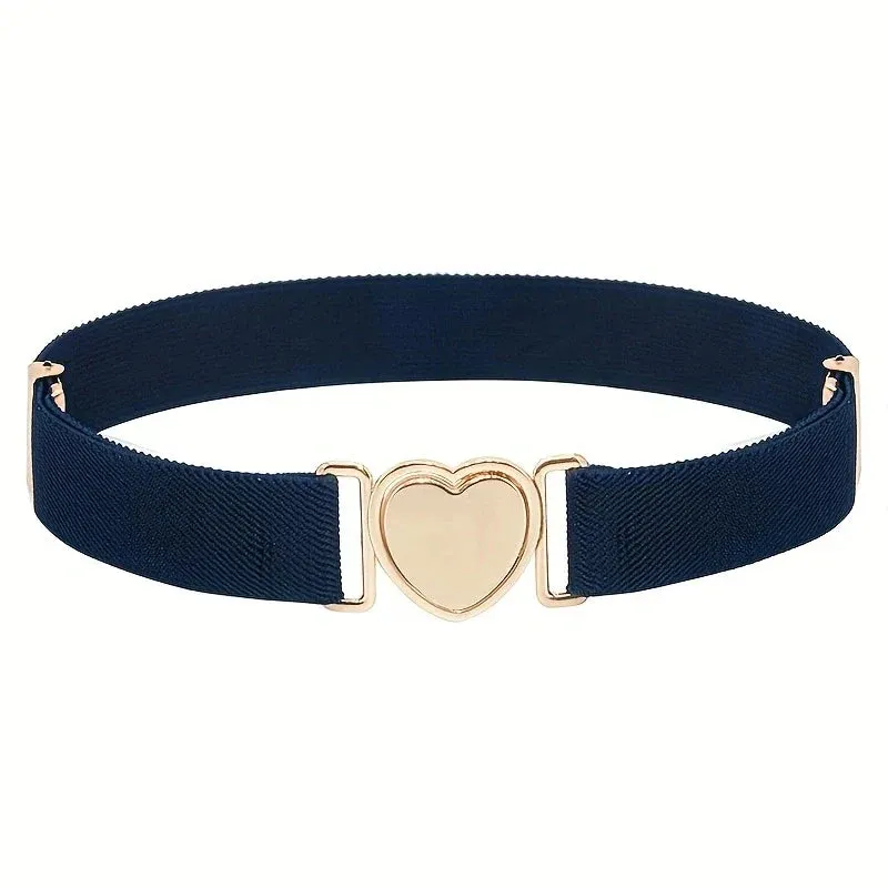 Heart Buckle Elastic Belt Candy Color No Buckle Stretch Belt Adjustable Invisible Belts For Girls