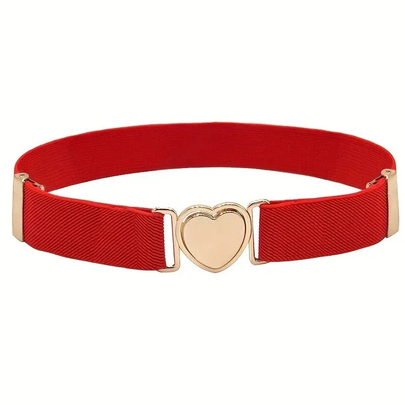 Heart Buckle Elastic Belt Candy Color No Buckle Stretch Belt Adjustable Invisible Belts For Girls