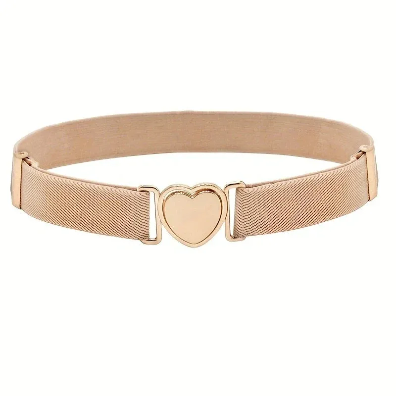 Heart Buckle Elastic Belt Candy Color No Buckle Stretch Belt Adjustable Invisible Belts For Girls