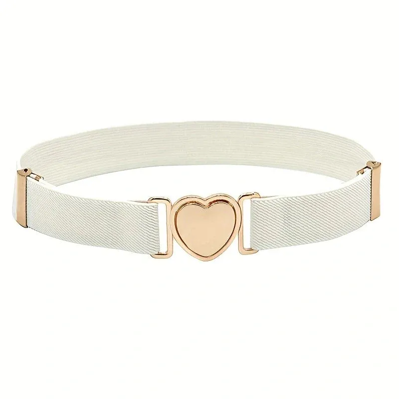 Heart Buckle Elastic Belt Candy Color No Buckle Stretch Belt Adjustable Invisible Belts For Girls