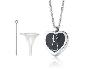 Heart-Shaped Cremation Pendant with Cat
