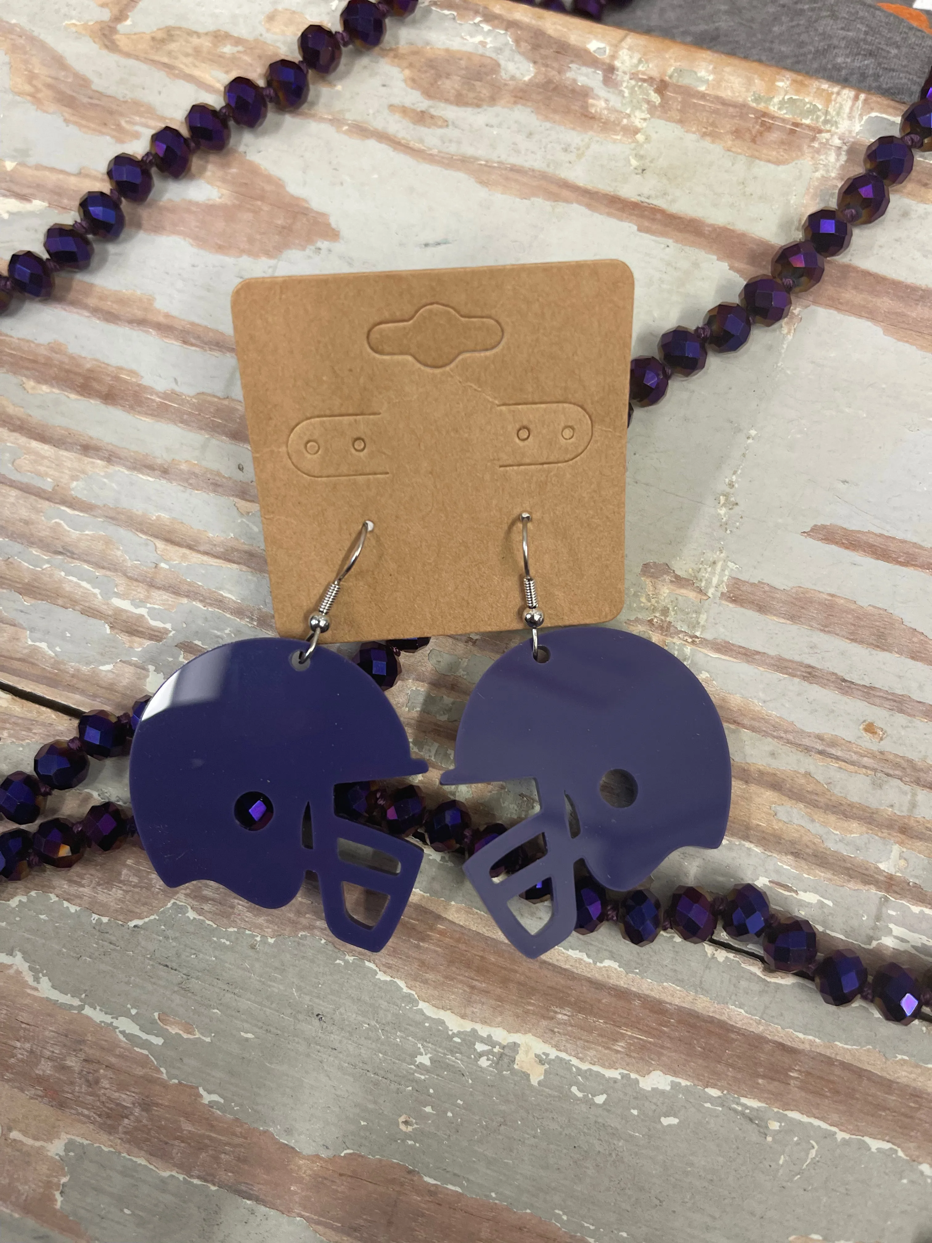 Helmet Earrings || Purple