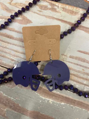 Helmet Earrings || Purple