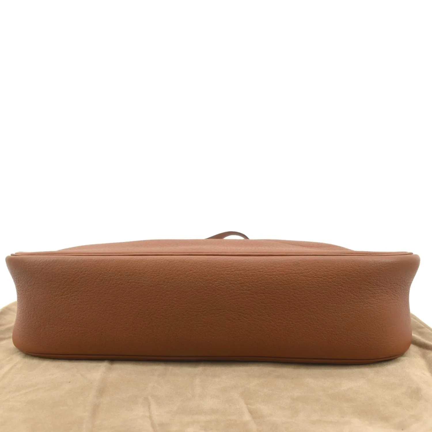 HERMES Christie Rhone Flap Clemence Leather Shoulder Bag Tan