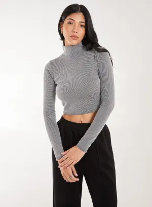 High Neck Rib Top