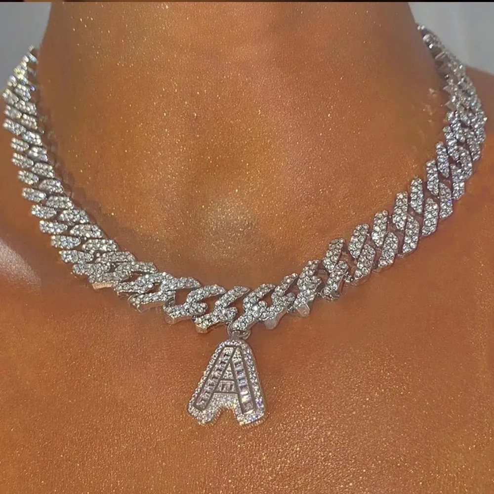 Hip Hop Letter Necklace Stainless Steel for Women