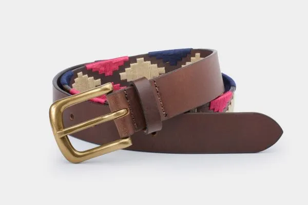 Ibex England 35mm Pink/Navy Polo Belt - XL - 30032XL