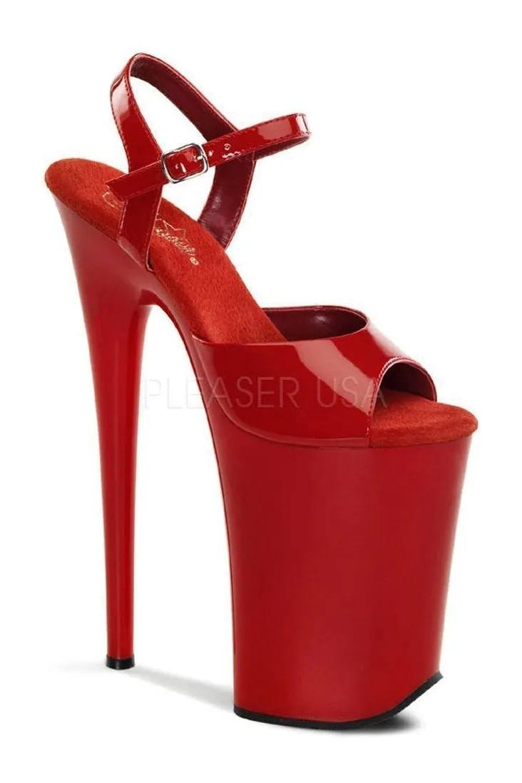 INFINITY-909 Platform Sandal  | Red Patent