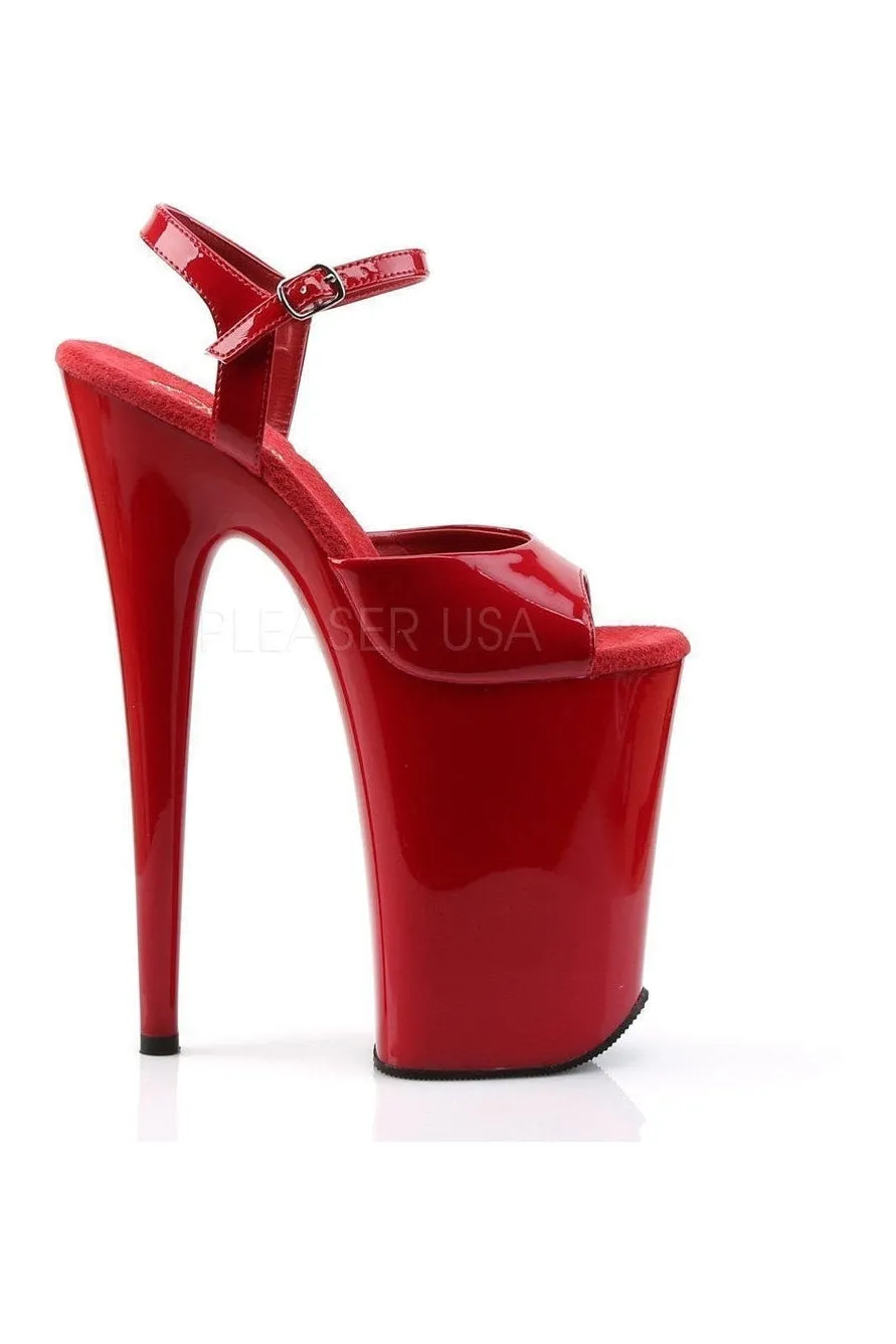 INFINITY-909 Platform Sandal  | Red Patent