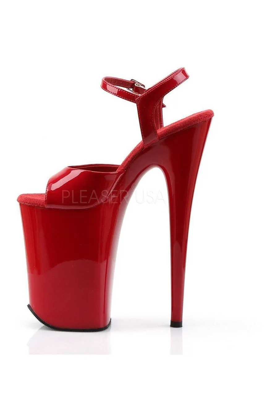 INFINITY-909 Platform Sandal  | Red Patent