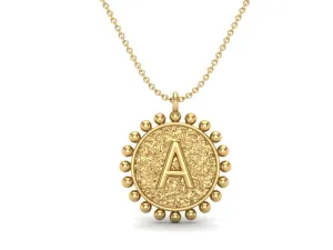 Initial A to Z Personalized Necklace Sterling Silver In Yellow Gold