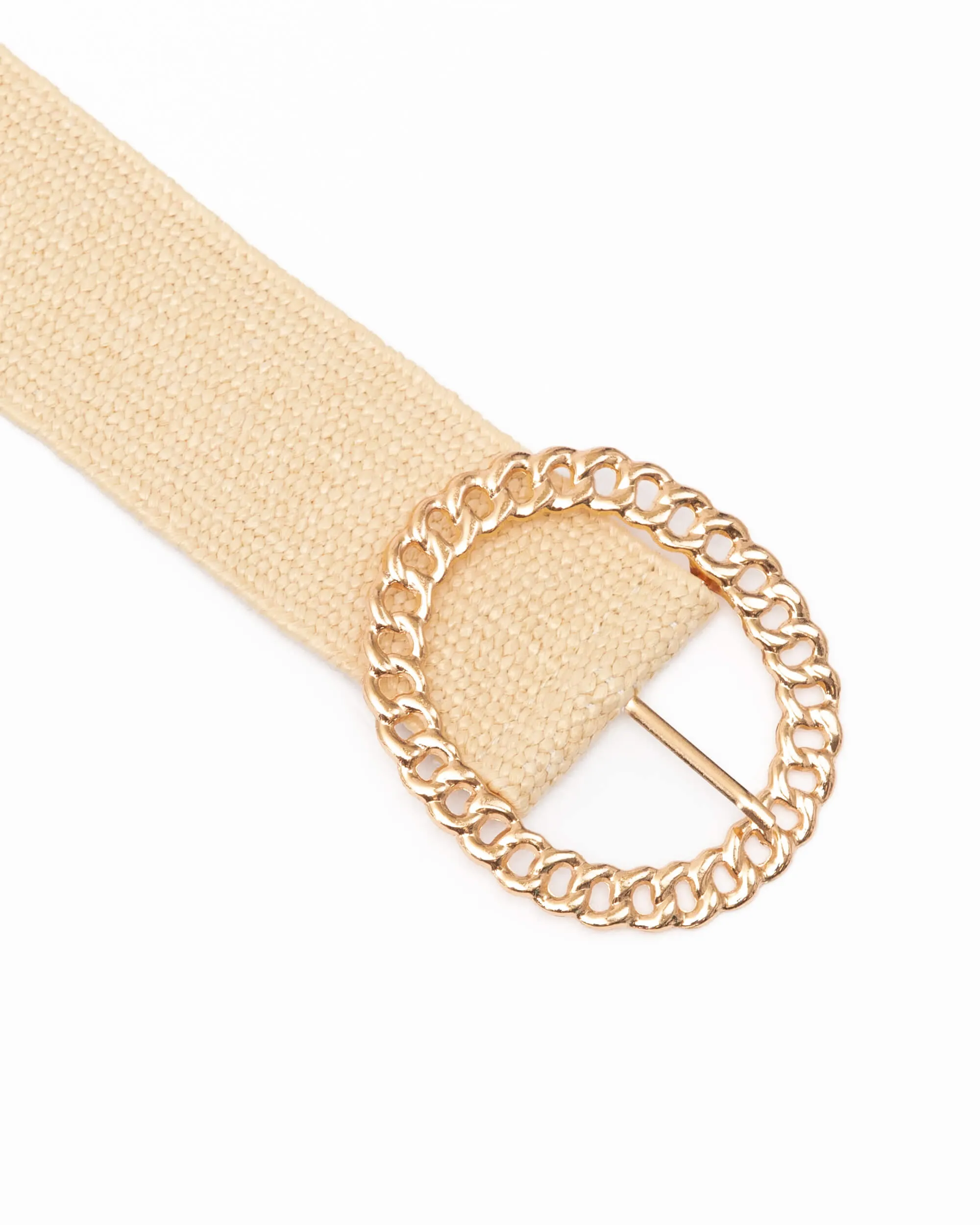 INTERLACED GOLD STATEMENT BUCKLE WOVEN BELT