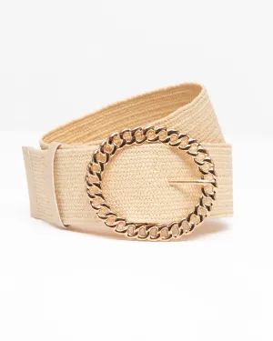 INTERLACED GOLD STATEMENT BUCKLE WOVEN BELT