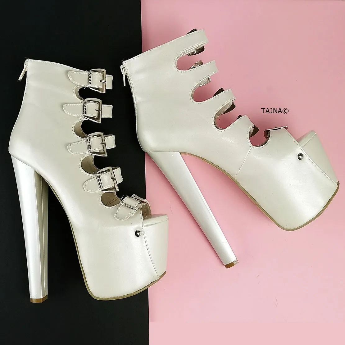 Ivory White Multi Belted High Heels