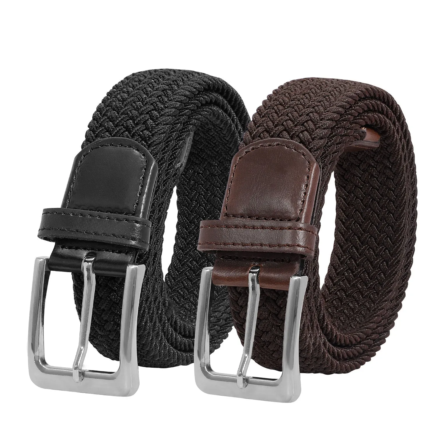Jasgood Braided Canvas Stretch Belt Elastic Casual Belt For Men Woven Elastic Belt-Causal Belt for Golf Pants Jeans