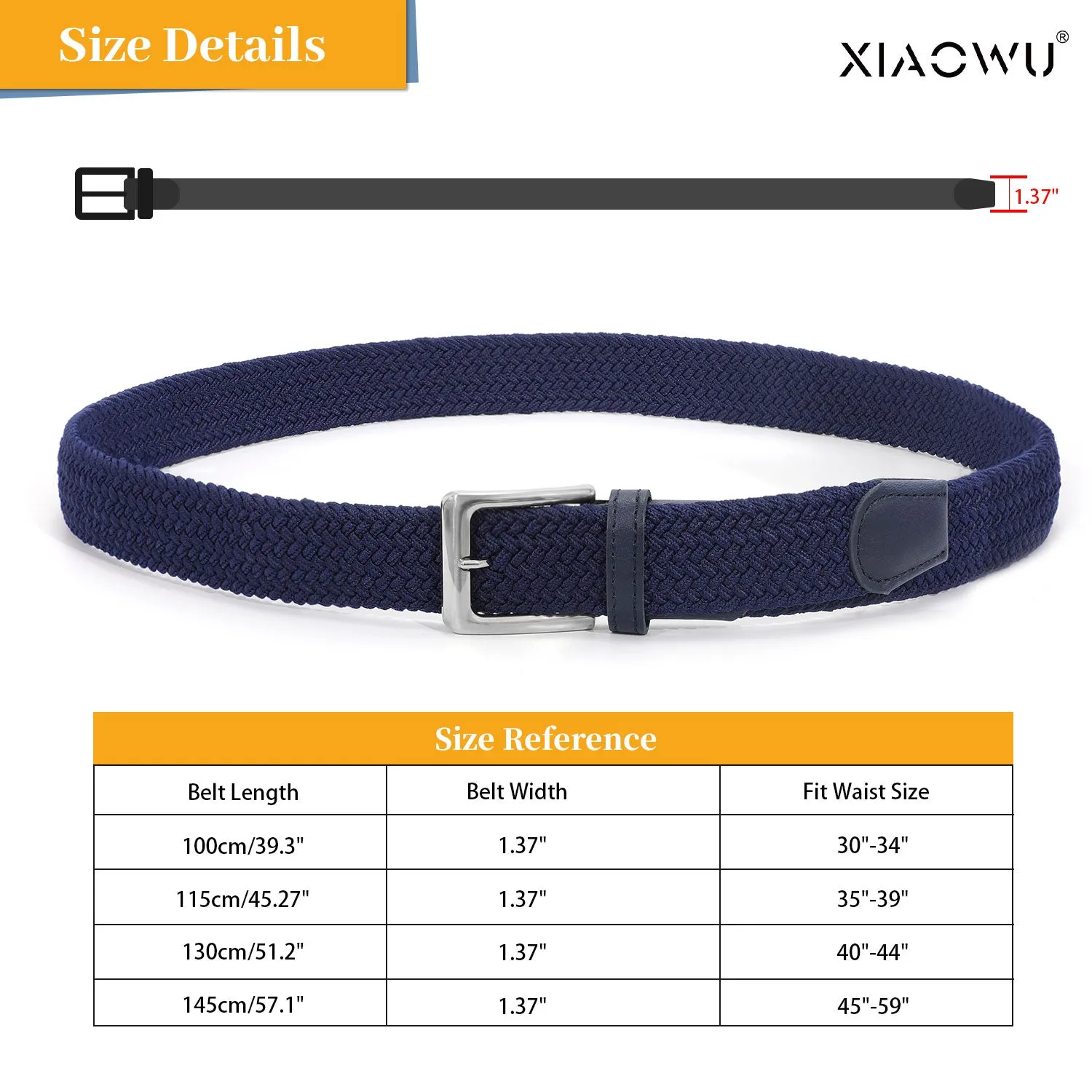 Jasgood Braided Canvas Stretch Belt Elastic Casual Belt For Men Woven Elastic Belt-Causal Belt for Golf Pants Jeans