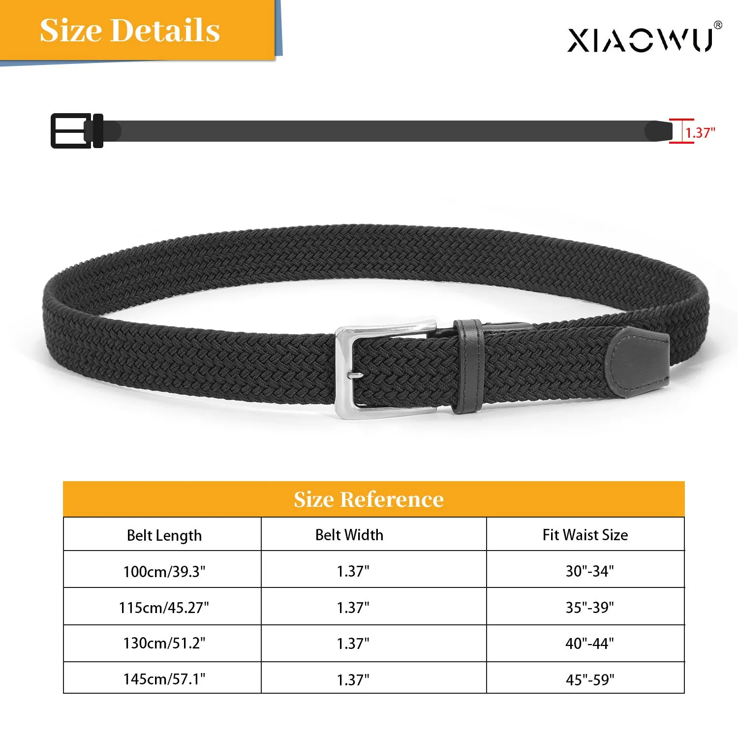 Jasgood Braided Canvas Stretch Belt Elastic Casual Belt For Men Woven Elastic Belt-Causal Belt for Golf Pants Jeans