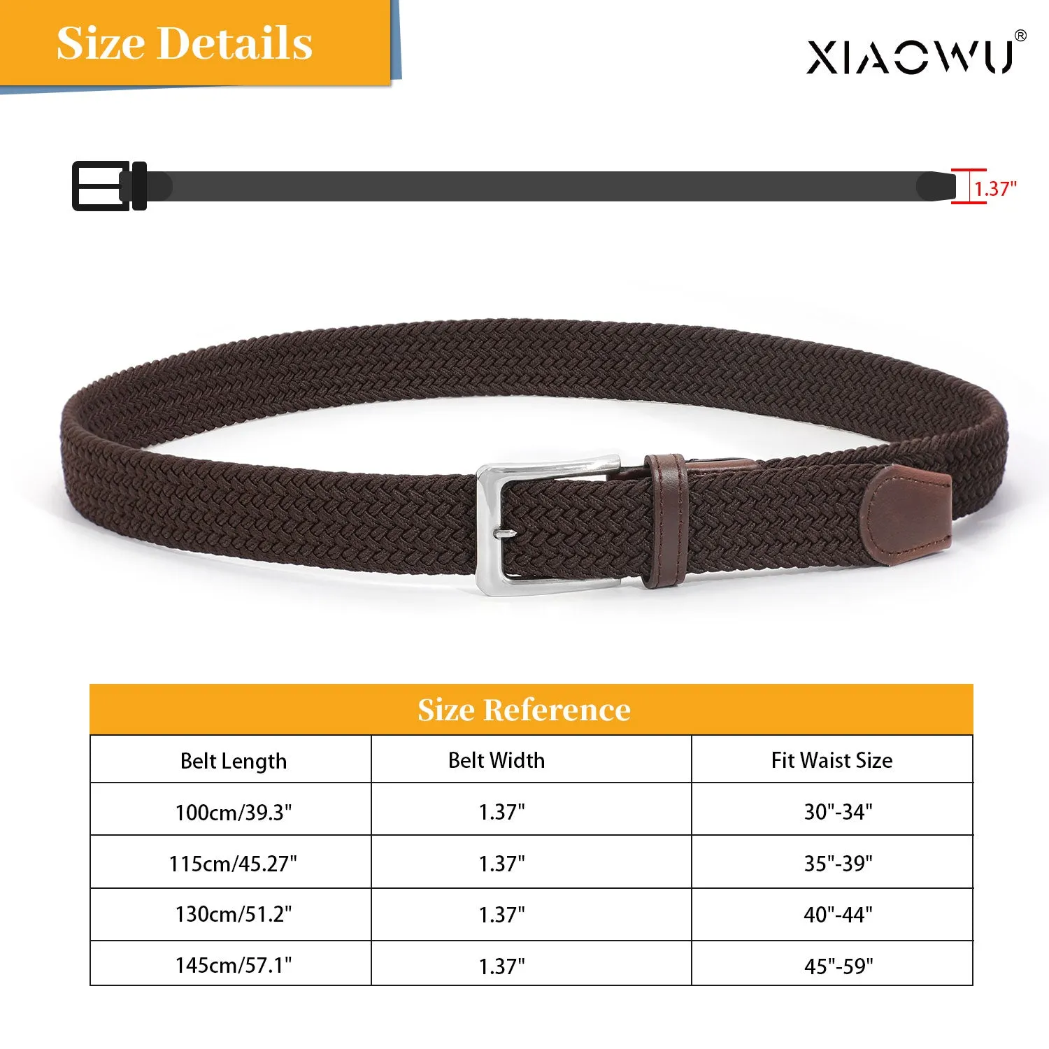 Jasgood Braided Canvas Stretch Belt Elastic Casual Belt For Men Woven Elastic Belt-Causal Belt for Golf Pants Jeans