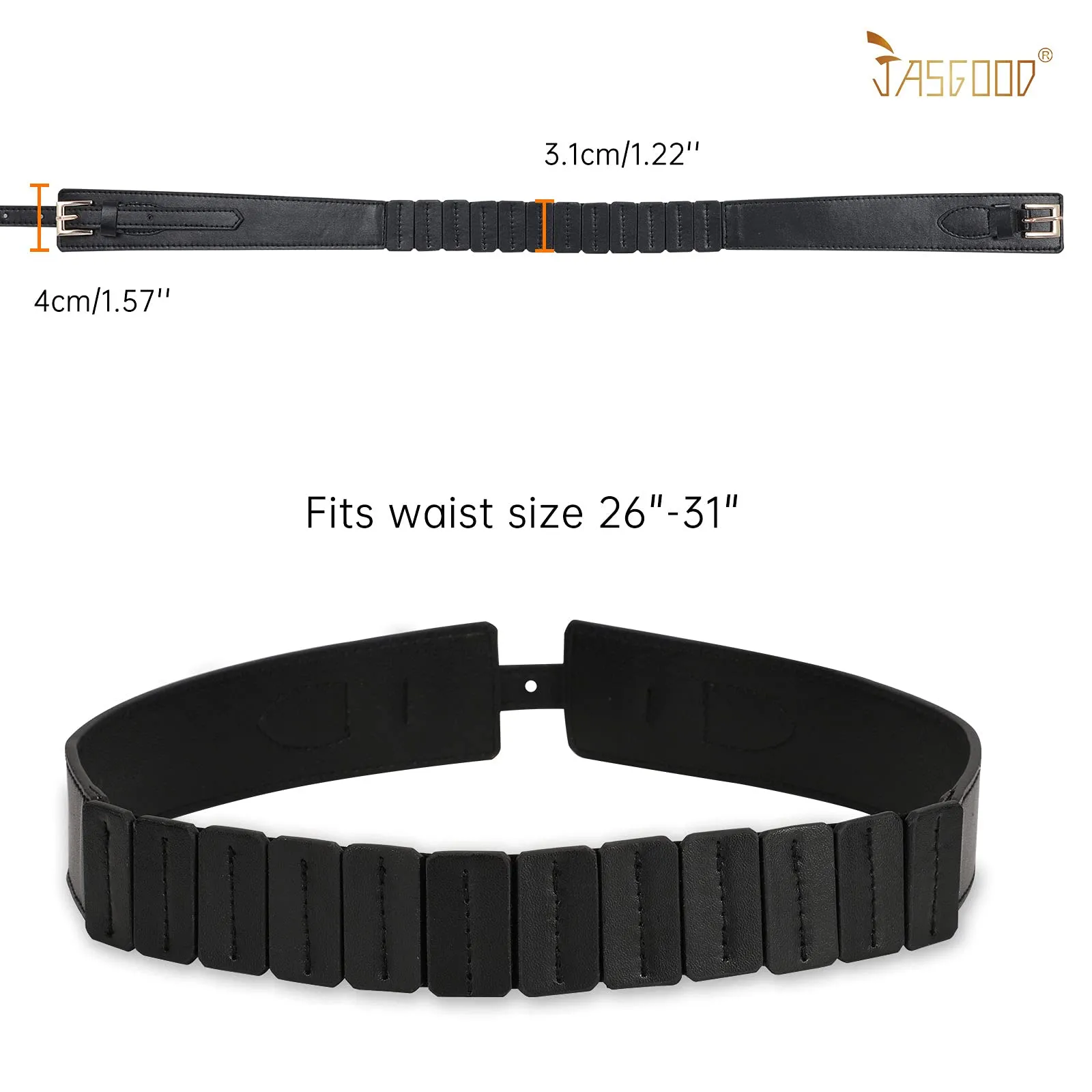 JASGOOD Women Wide Belt Elastic Vintage Buckle Leather Belt for Ladies Dress