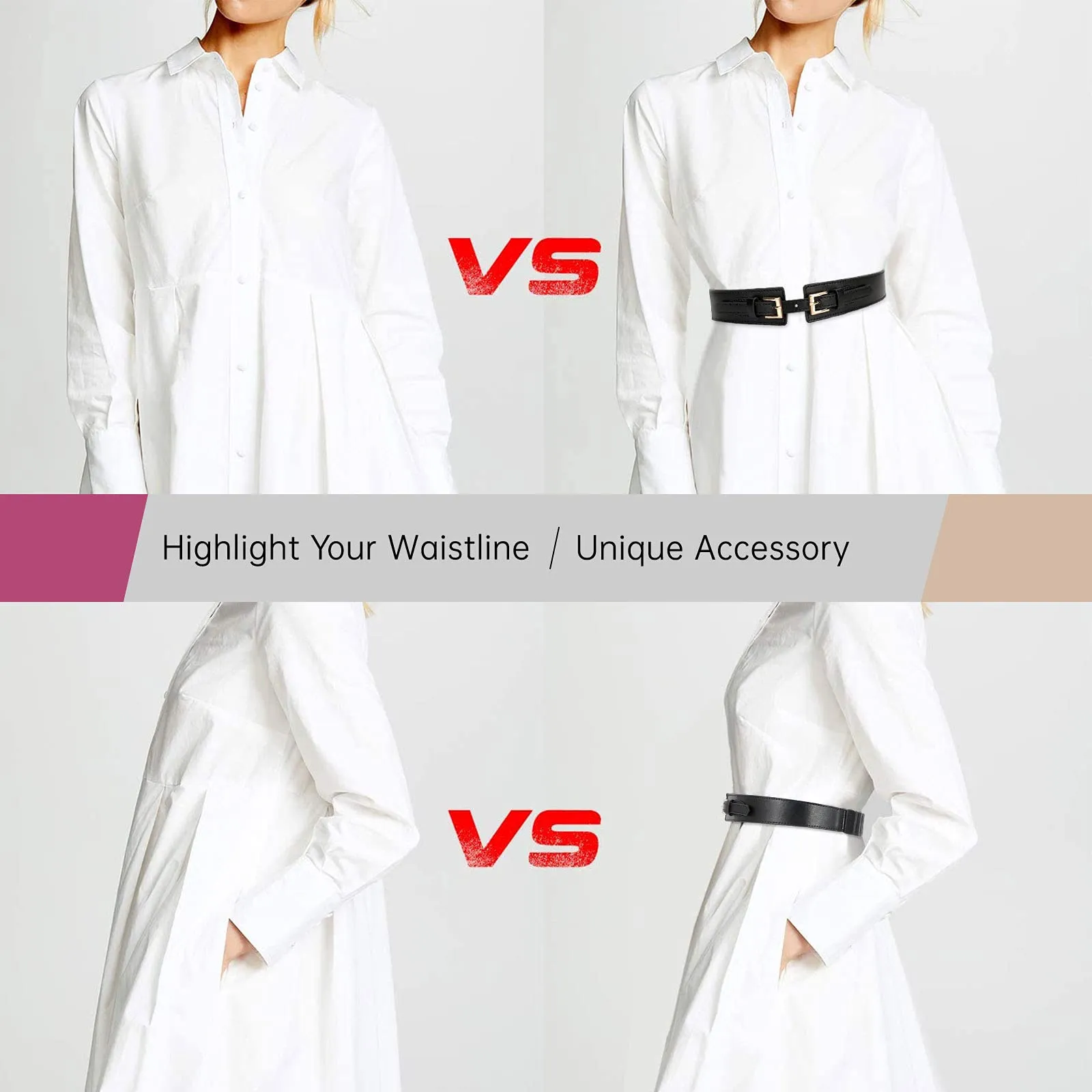 JASGOOD Women Wide Belt Elastic Vintage Buckle Leather Belt for Ladies Dress