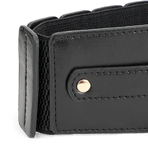 JASGOOD Women Wide Belt Elastic Vintage Buckle Leather Belt for Ladies Dress