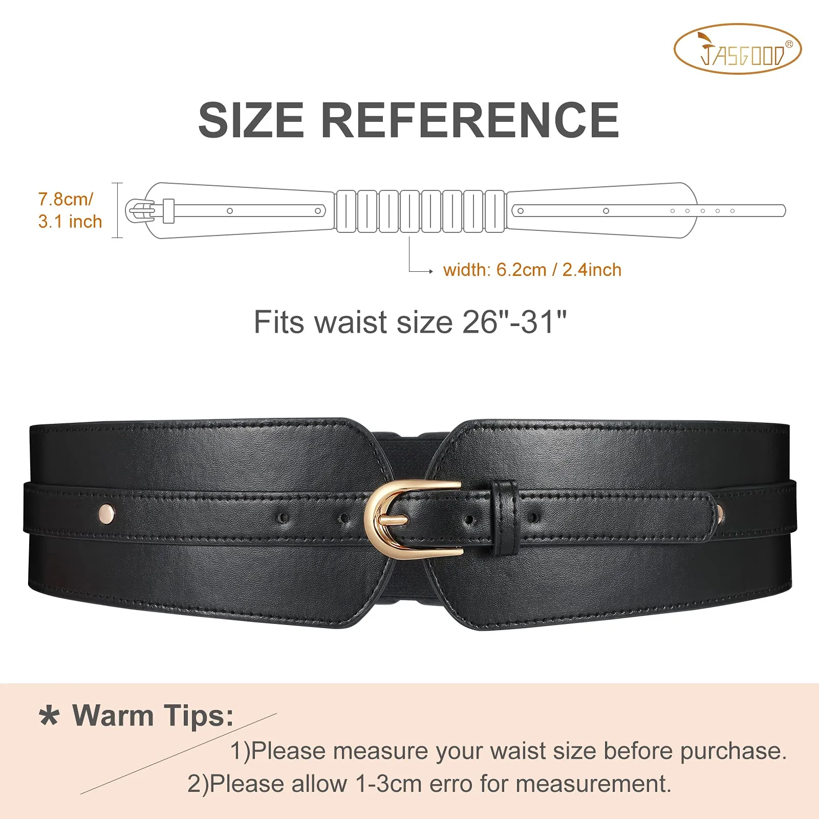 JASGOOD Women Wide Belt Elastic Vintage Buckle Leather Belt for Ladies Dress