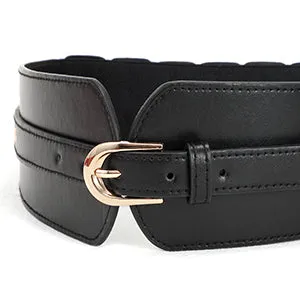 JASGOOD Women Wide Belt Elastic Vintage Buckle Leather Belt for Ladies Dress